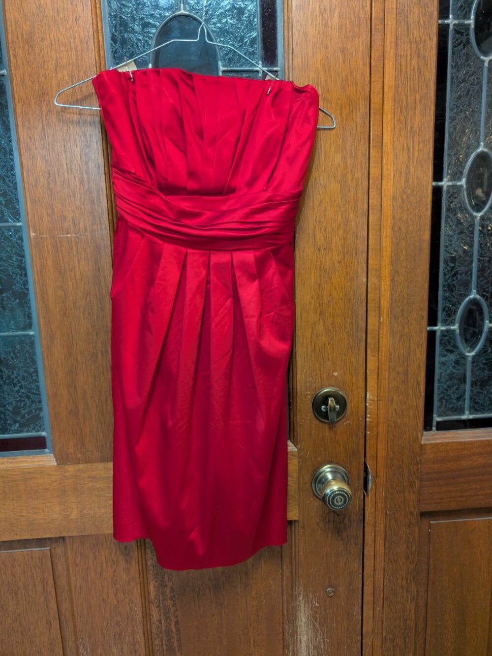 Womens red strapless cocktail dress, size 4